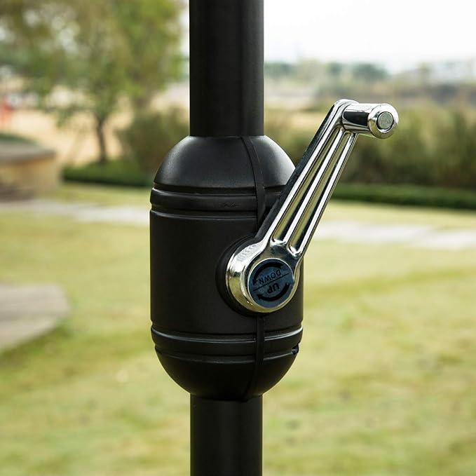 Sunnyglade 7.5' Patio Umbrella Outdoor Table Market Umbrella with Push Button Tilt/Crank, 6 Ribs (Black and White)