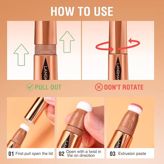 LANGMANNI Liquid Contour Beauty Wand, Face Concealer Contouring,Highlighter,Blusher Contour+#04 Blush)