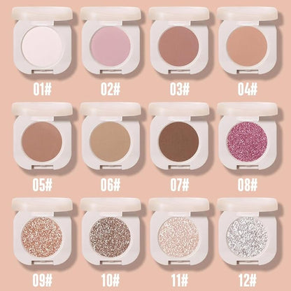 Glitter Shimmer Sparkle Eye Shadow Palette Makeup for Green Blue Eyes, Pearl White Silver Glitter Shimmer Metallic Holographic Multichrome Cream Iridescent Single Monochrome Eyeshadow Makeup
