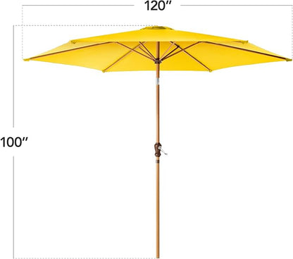 Best Choice Products 10ft Market Umbrella, Outdoor Sun Shade for Backyard, Deck, Poolside, Table w/Woodgrain Pattern, Easy Tilt & Crank - Yellow