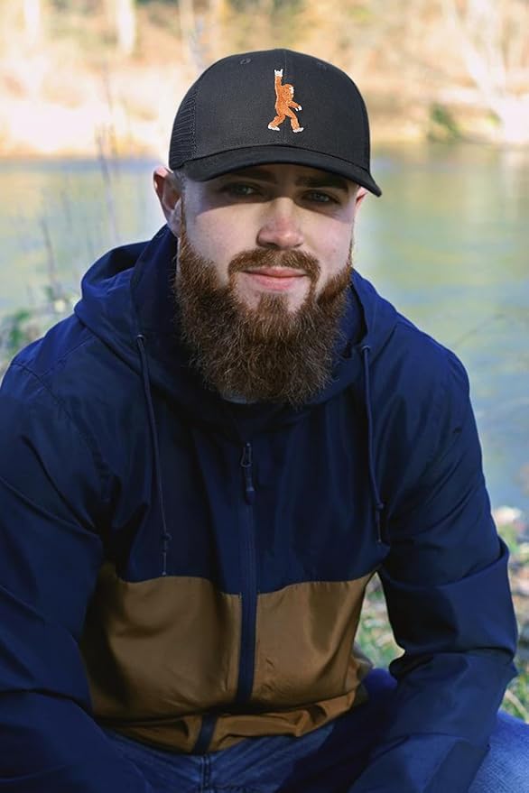 Mesh Bigfoot Hat Leather Cap for Men- Great Snapback Closure Sasquatch Hat for Hunting & Hiking