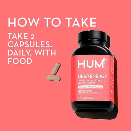 HUM Uber Energy - Adrenal & Energy Support Supplement with Ashwagandha Root & B Vitamins - Designed for Stress Relief & Adrenal Fatigue (60-Count)