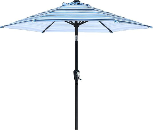 ABCCANOPY 7.5FT Outdoor Patio Umbrella, UV Protection Table Umbrella w/Crank for Easy Set Up, Suitable for Garden, Lawn, Deck & Backyard (Purple Blue Stripes)