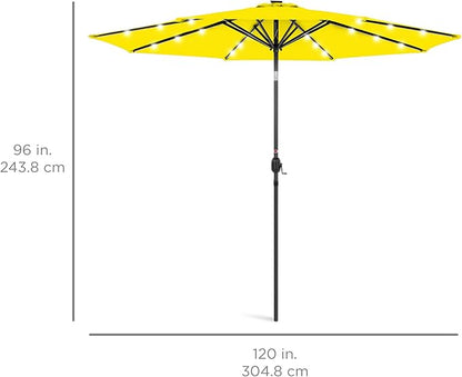 Best Choice Products 10ft Solar Polyester LED Lighted Patio Umbrella w/Tilt Adjustment and UV-Resistant Fabric - Yellow