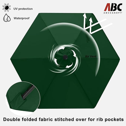 ABCCANOPY 7.5FT OutdoorPatio Umbrella, UV Protection Table Umbrella w/Crank for Easy Set Up, Suitable for Garden, Lawn, Deck & Backyard (Green)