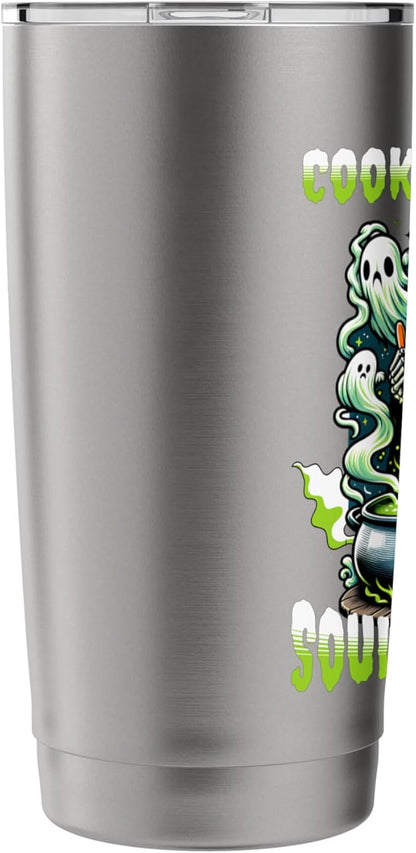 Halloween Fire Ice Skull Creepy Monster Mask Horror Stainless Steel Insulated Tumbler