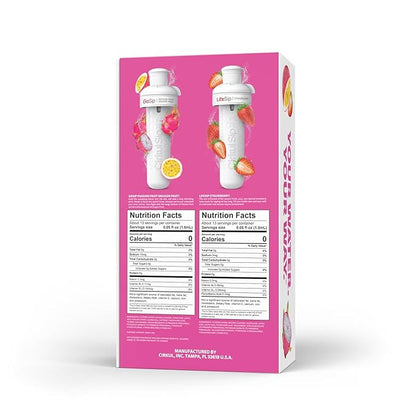 Cirkul 32oz. Hot Pink Stainless Steel Water Bottle Starter Kit with Pink Lid and 2 Flavor Cartridges (1 LifeSip Strawberry, 1 GoSip Passion Fruit Dragon Fruit) Zero Calories and No Sugar