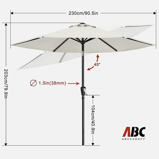 ABCCANOPY 7.5FT Outdoor Patio Umbrella, Table Umbrella w/Crank for Easy Set Up, Suitable for Garden, Lawn, Deck & Backyard (Light Beige)