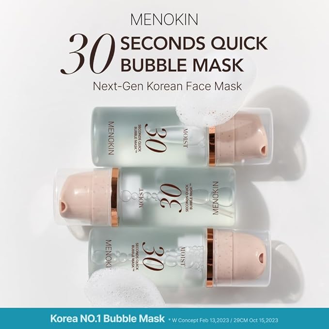 MENOKIN 30 Seconds Quick Bubble Mask [MOIST] - [Hyaluronic Acid] in Micro-bubbles, 8 Types for 96% Moisture Improvement, Deep Hydration, Niacinamide, Korean Skin Care Essential, 70 Uses, 3.21 fl.oz