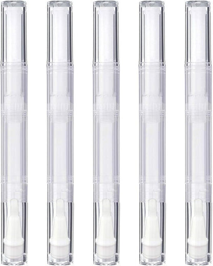 5 Pack 3 ml Transparent Twist Pens, Empty Nail Oil Pen with Brush Tip, Cosmetic Lip Gloss Container Applicators Eyelash Growth Liquid Tube (5x)