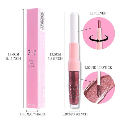 evpct Dark Wine Red Metallic Glitter Lip Liner and Lipstick Combo Lip Gloss Stain Set Makeup for Women Long Lasting Waterproof 24, Mauve Plum Frosted Metallic Shimmer Glossy iridescent Liquid Lipstick