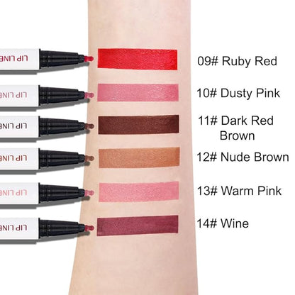 evpct Longwear Liquid Lip Liner Stain Marker Pen Long Lasting Waterproof, Warm Nude Pink Matte Semi Permanent 24 Hour Lip Liner and Lipstick Combo, Color Stay Lipliner All Day, Lips Stain peel off