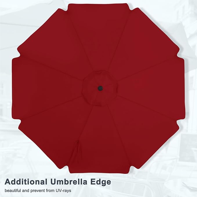 MASTERCANOPY Valance Patio Umbrella for Outdoor Table Market -8 Ribs (11ft,Burgundy)