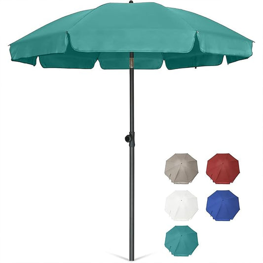 AMMSUN Patio Umbrella, 6.5 ft Outdoor Table Umbrella with Tilt Steel Pole, UPF50+ Protection, Great for Outdoor Garden Backyard, Turquoise