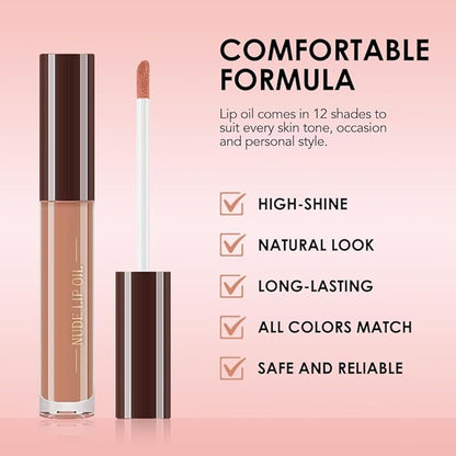 Hydrating Lip Glow Oil, Plumping Lip Oil, Tinted Lip Plumper Gloss,Younger-Looking Lips | Nourishing Long Lasting Non-Sticky Hydrating & Smoothing Lip Treatment Cruelty Free 02#