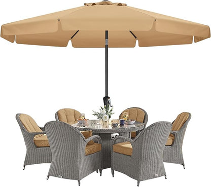 MASTERCANOPY Valance Patio Umbrella for Outdoor Table Market -8 Ribs (11ft,Khaki)