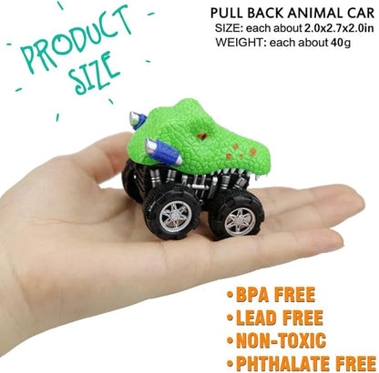 Liberty Imports 12 Pack Monster Truck Pull Back Cars, Large Animal Toy Pullback Racers Vehicles Party Favors Play Set for Kids, Boys, Toddlers