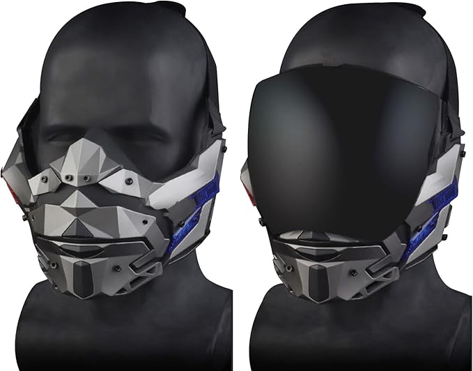 Punk Mask For Adults, Futuristic Mask, 2 Wearable Styles, Ideal For Cosplay Halloween Mask, Music Party