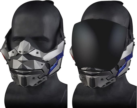 Punk Mask For Adults, Futuristic Mask, 2 Wearable Styles, Ideal For Cosplay Halloween Mask, Music Party