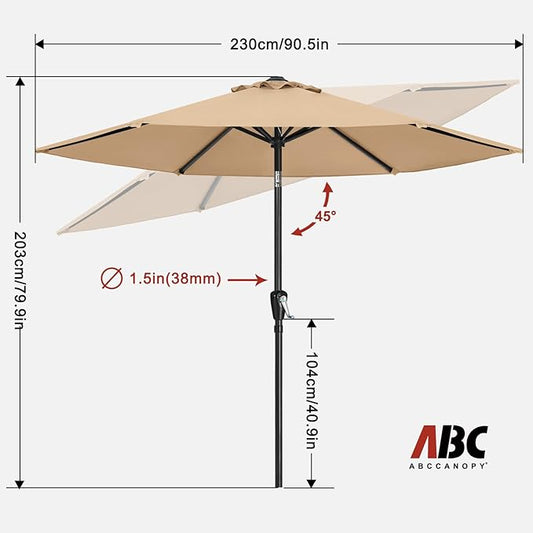 ABCCANOPY 7.5FT Outdoor Patio Umbrella, UV Protection Table Umbrella for Easy Set Up, Suitable for Garden, Lawn, Deck & Backyard (Tan)