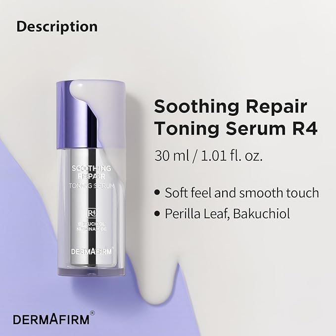 DERMAFIRM Korean Bakuchiol Retinol Serum for Wrinkles w/Niacinamide & Peptides | Soothing Repair Toning Serum R4 for Wrinkle | No Animal Trials 1.01 fl oz