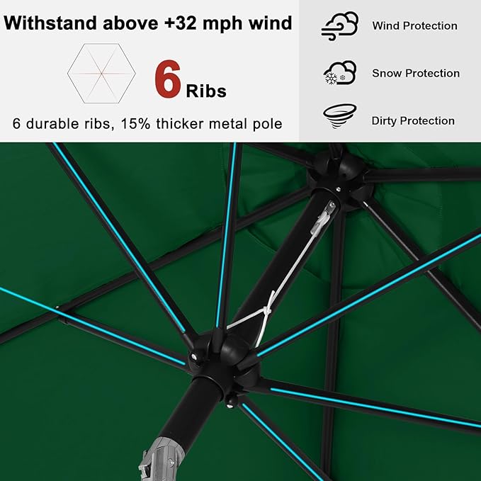 ABCCANOPY 7.5FT OutdoorPatio Umbrella, UV Protection Table Umbrella w/Crank for Easy Set Up, Suitable for Garden, Lawn, Deck & Backyard (Green)