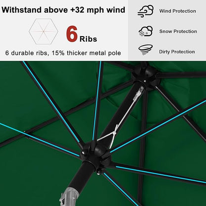 ABCCANOPY 7.5FT OutdoorPatio Umbrella, UV Protection Table Umbrella w/Crank for Easy Set Up, Suitable for Garden, Lawn, Deck & Backyard (Green)