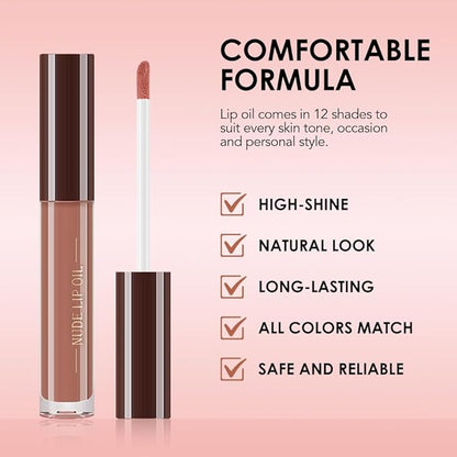Hydrating Lip Glow Oil, Plumping Lip Oil, Tinted Lip Plumper Gloss,Younger-Looking Lips | Nourishing Long Lasting Non-Sticky Hydrating & Smoothing Lip Treatment Cruelty Free 01#