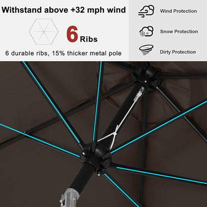 ABCCANOPY 7.5FT OutdoorPatio Umbrella, UV Protection Table Umbrella w/Crank for Easy Set Up, Suitable for Garden, Lawn, Deck & Backyard (Brown)