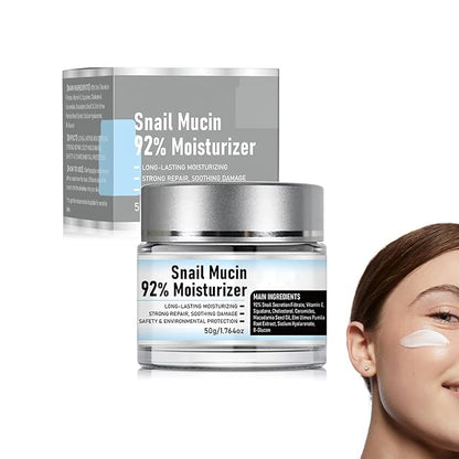 Snail Mucin 92% Moisturizer Daily Face Gel Cream, Hydrating Repair Face Gel Cream, Advanced Snail 92 All In One Cream for Dry & Sensitive Skin, All Skin Types 50g / 1.76oz