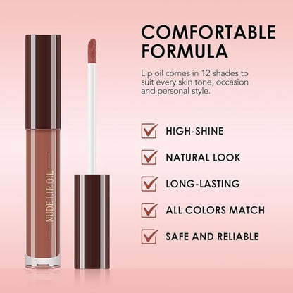 Hydrating Lip Glow Oil, Plumping Lip Oil, Tinted Lip Plumper Gloss,Younger-Looking Lips | Nourishing Long Lasting Non-Sticky Hydrating & Smoothing Lip Treatment Cruelty Free 08#