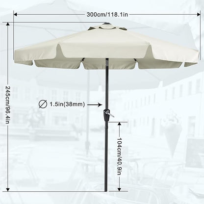 MASTERCANOPY Valance Patio Umbrella for Outdoor Table Market -8 Ribs (10ft, Light Beige)