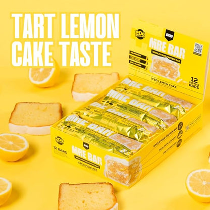 REDCON1 MRE Protein Bar, Iced Lemon Cake - 20g of Whole Food Protein + MCT Oil - Easily Digestible, Macro Balanced Low Sugar Meal Replacement Bar (12 Bars)