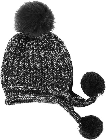 DOCILA Winter Beanie Hat for Women Warm Fleece Lined Pom Knit Earflap Hats Cute Outdoor Snow Ski Skull Cap