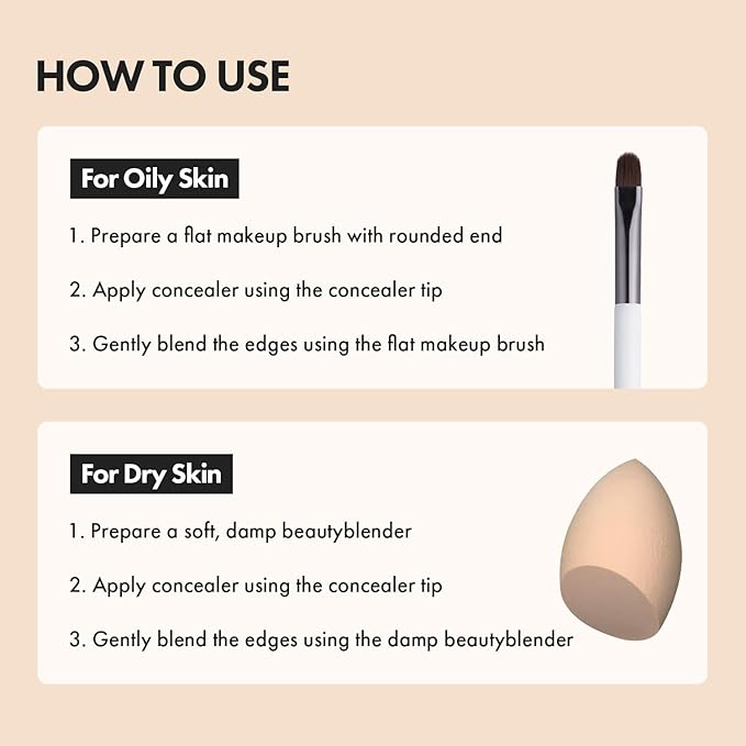LUNA Long-Lasting Tip Concealer Cover-Fit (#0.5 Proclein) Full 0.26 Fl Oz