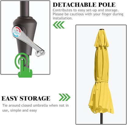 9FT Patio Umbrella Table Market Umbrella w/Tilt and Crank Outdoor Umbrellas for Garden, Deck, Backyard, Pool and Beach, Yellow