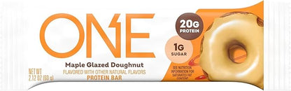 ONE Protein Bars, Maple Glazed Doughnut, Gluten Free with 20g Protein and 1g Sugar, Pantry Staples, 2.12 oz (12 Count)