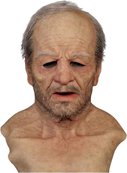 Realistic Old Man Mask Halloween Mask Scary Latex Old Man Grandpa Mask Halloween Wrinkle Face Mask