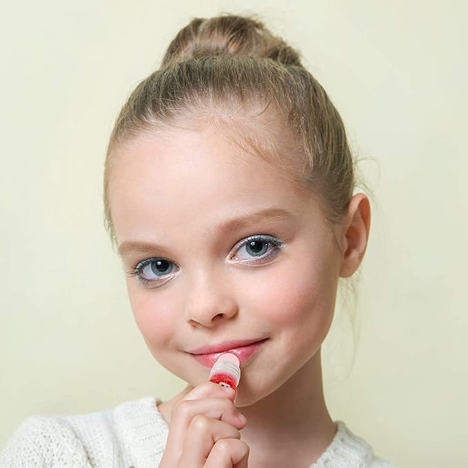 Expressions girl 12pc Roll On Lip Gloss Set with Carrying Case, Glossy Lip Make-up for Kids and Teens - Fruity Flavors, Non Toxic, Kid Friendly, Party Gift, Best Friends
