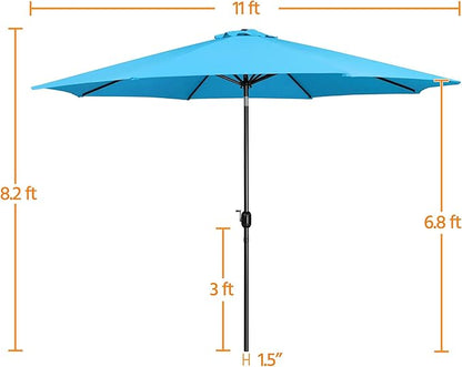 Yaheetech 11FT Patio Umbrella Outdoor Market Table Umbrella with Push Button Tilt & Crank for Garden/Lawn/Deck/Backyard/Pool/Beach, 8 Ribs, Sky Blue