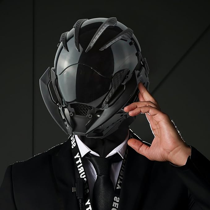 Punk Gothic Mask Helmet for Adult, Mechanical Sci-fi Gear Cosplay Costume Accessory Samurai Futuristic Helmet