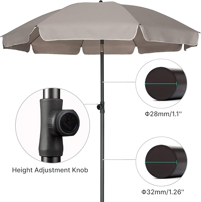 AMMSUN Patio Umbrella, 6.5 ft Outdoor Table Umbrella with Tilt Steel Pole, UPF50+ Protection, Great for Outdoor Garden Backyard, Beige