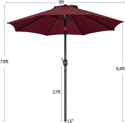 Yaheetech 9FT Patio Umbrella, Outdoor Market Table Umbrella with Push Button Tilt and Crank, Yard Sun Shade with 8 Sturdy Ribs for Garden, Lawn, Beach