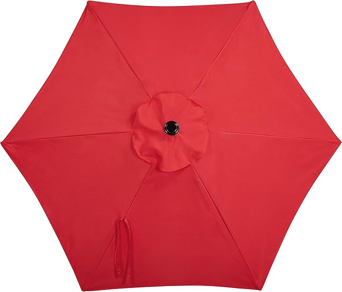 Yaheetech 7.5FT Patio Umbrella Outdoor Market Table Umbrella with 6 Sturdy Ribs, Push Button Tilt & Crank for Garden/Lawn/Deck/Backyard/Pool/Beach (Red)