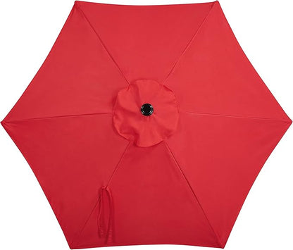 Yaheetech 7.5FT Patio Umbrella Outdoor Market Table Umbrella with 6 Sturdy Ribs, Push Button Tilt & Crank for Garden/Lawn/Deck/Backyard/Pool/Beach (Red)