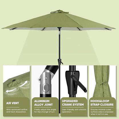 Tempera Patio Market Outdoor Table Umbrella with Push Button Tilt and Crank,Large Sun Umbrella with Sturdy Pole&Fade resistant canopy,Easy to set