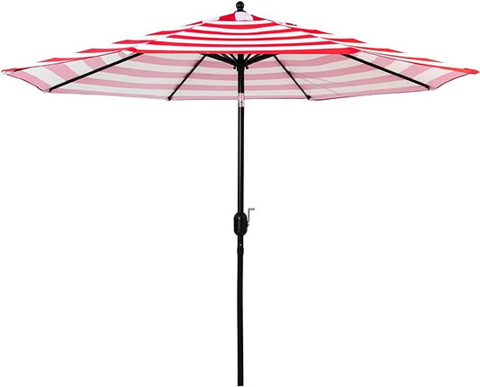 Sunnyglade 9' Patio Umbrella Outdoor Table Umbrella with 8 Sturdy Ribs (Red and White)