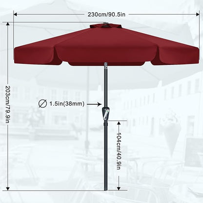 MASTERCANOPY Valance Patio Umbrella for Outdoor Table Market (7.5ft, Burgundy)