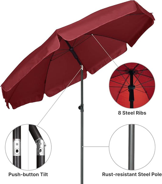 AMMSUN Patio Umbrella, 6.5 ft Outdoor Table Umbrella with Tilt Steel Pole, UPF50+ Protection, Great for Outdoor Garden Backyard, Maroon