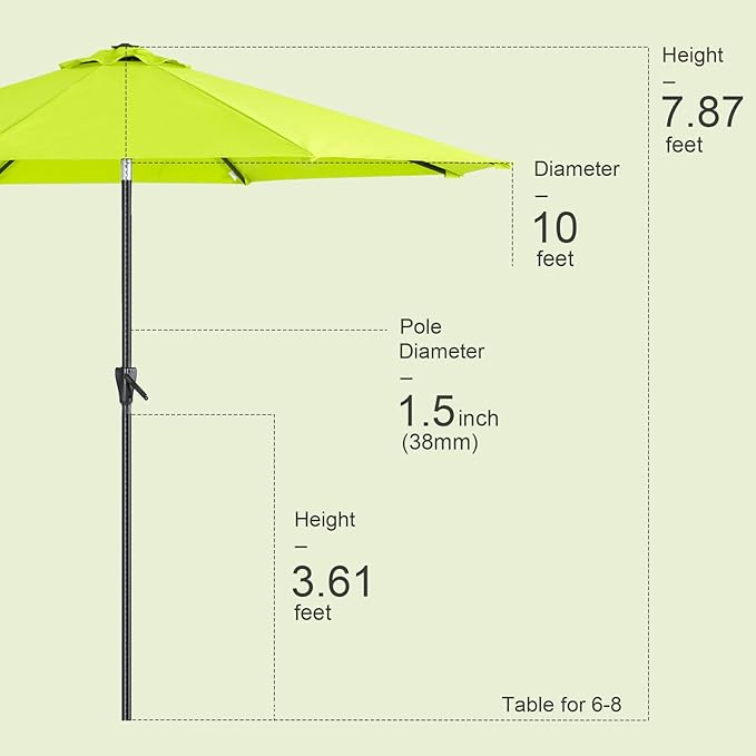 Tempera Patio Market Outdoor Table Umbrella with Push Button Tilt and Crank,Large Sun Umbrella with Sturdy Pole&Fade resistant canopy,Easy to set